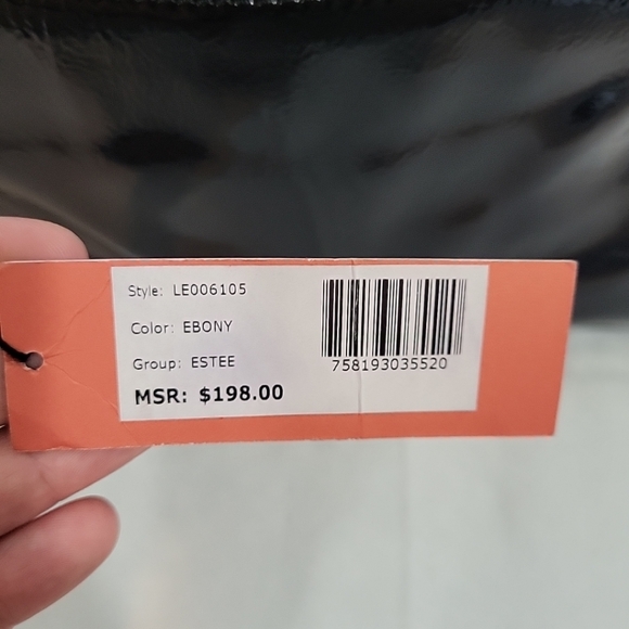 CHARLES DAVID Patent Leather Envelope Clutch Handbag Purse Black Foldover NWT - Picture 12 of 16